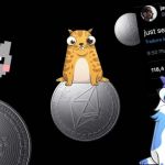 Un montage photo avec nyan cat, des cryptokitties, des pièces d'Ethereum et le tweet de Jack Dorsey