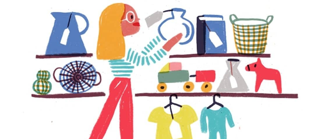La Belle Empreinte lance l’Opération « Emplettes Responsables à Paris » avec 45 acteurs engagés du 14 avril au 14 mai 2021 pour soutenir les boutiques Illustration d'une femme faisant des emplettes