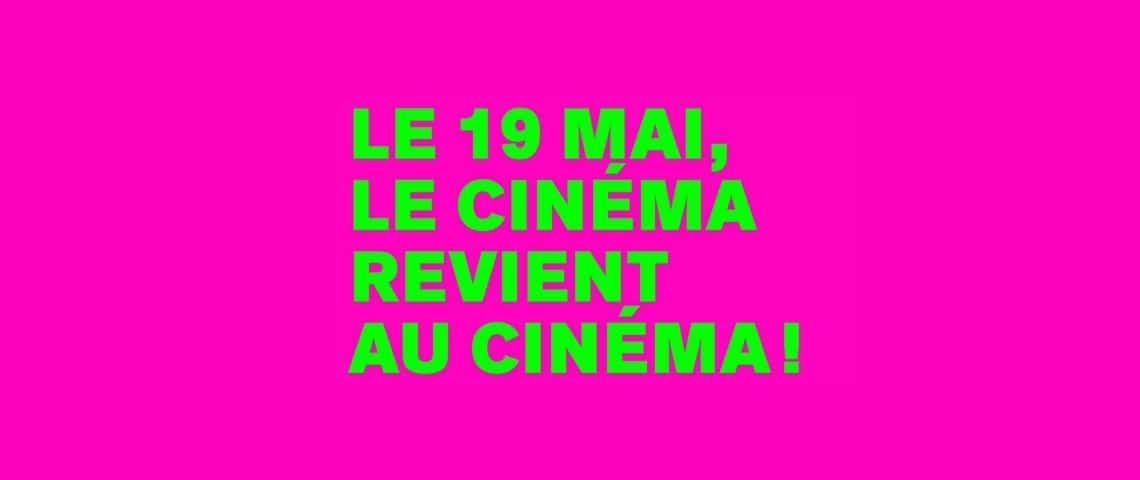 UGC-Iceberg-Reouverture-cinéma-confinement-film-divertissement-déconfinement-Covid19 « Le 19 mai, le cinéma revient au cinéma ! » (écriture verte flou sur fond rose flou = nouvelle campagne UCG)