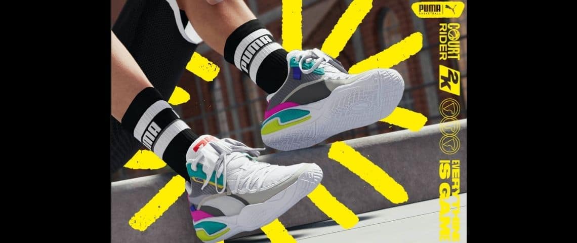 puma-nouvelle-collection-nba-2k-chaussures-virtuelles-Court Rider 2K-jeux-vidéo Des sneakers colorées