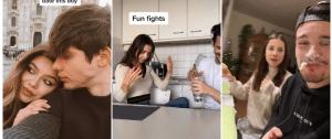 3 screen issus de tiktok montrnt des couples