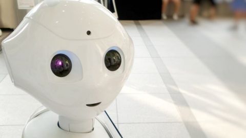 Le robot Pepper dans un hall d'aéroport