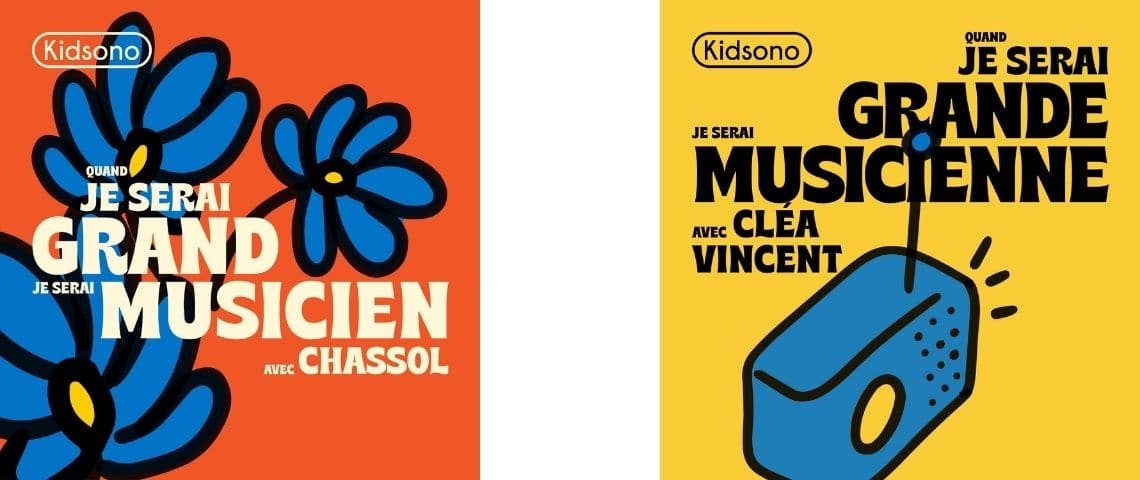 Les podcasts de Kidsono Quand je Serai Grand.e Je Serai Musicien.ne embarquent sur les moyens et longs courriers Air France Affiche de podcast