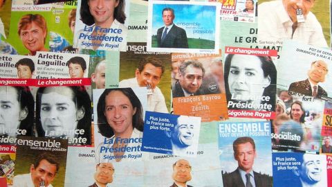 Fausses affiches électorales avec le meêm visage en Ségolène Royal, en Sarkozy, en Bayrou