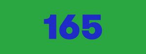 Le chiffre 165 écrit en bleu sur fond vert