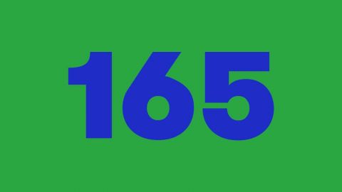 Le chiffre 165 écrit en bleu sur fond vert