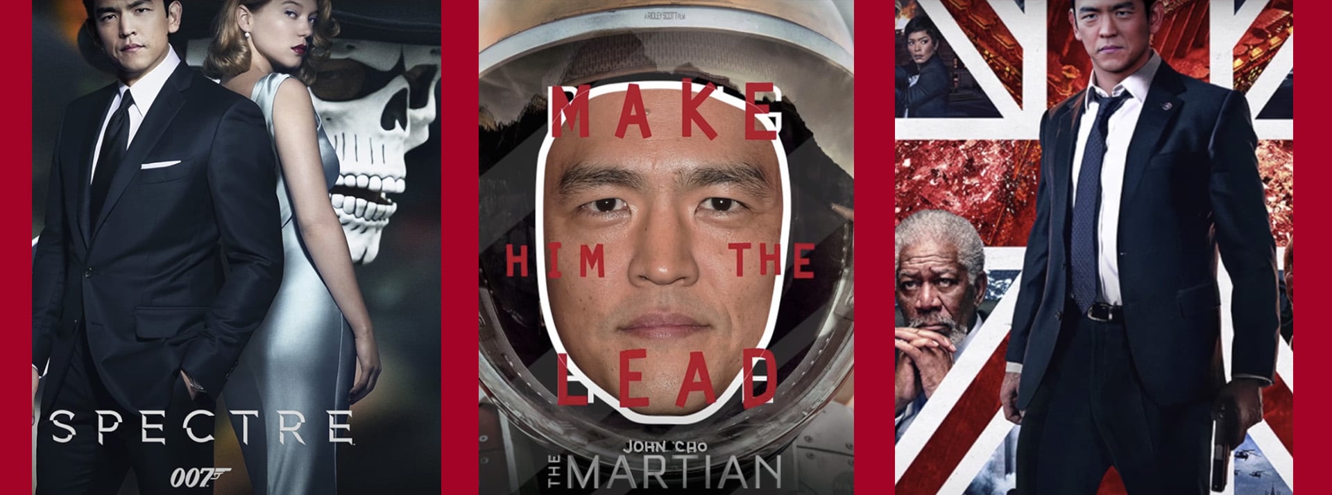#StarringJohnCho Visage de l'acteur John Cho sur des affiches de films connus