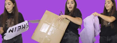 Vidéo de Shein haul Ilyana ouvre un carton de vêtements Shein