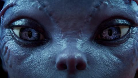 Personnage virtuel à la peau bleue de Star Atlas