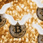 Envol de bitcoins avec des ailes