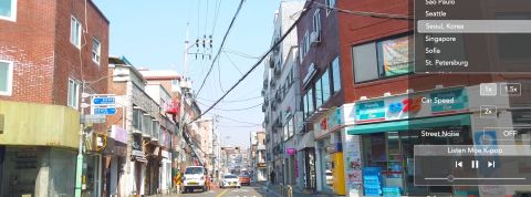 Une rue de Séoul prise via Drive & Listen Une rue de Séoul prise via Drive & Listen