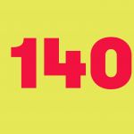 Chiffre 140 rouge sur fond jaune