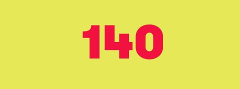 140 Chiffre 140 rouge sur fond jaune