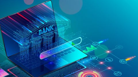 Illustration originale d'unenéobanque sur un ordinateur