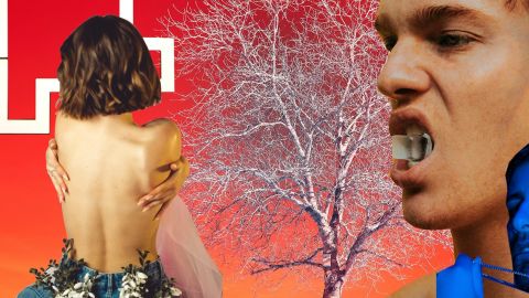 Billy Beausoleil, collage avec une fille de dos et 2 visages masculins