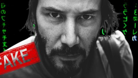 Keanu Reeves sur fond de lignes de code du film Matrix