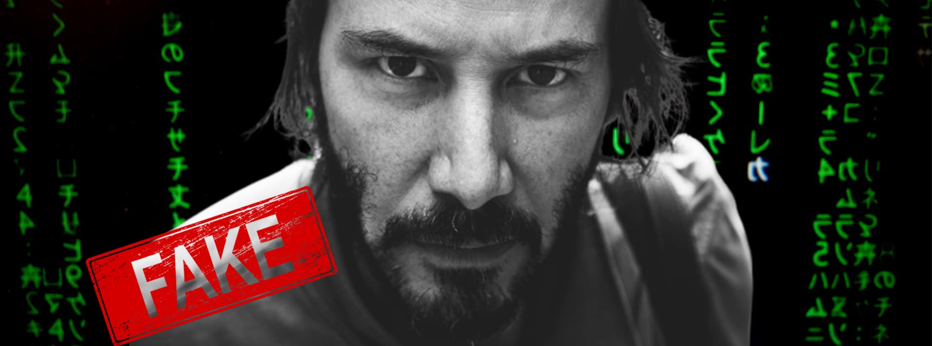 Comment des escrocs profitent de l’aura d’une star pour duper ses fans - L'ADN Keanu Reeves sur fond de lignes de code du film Matrix