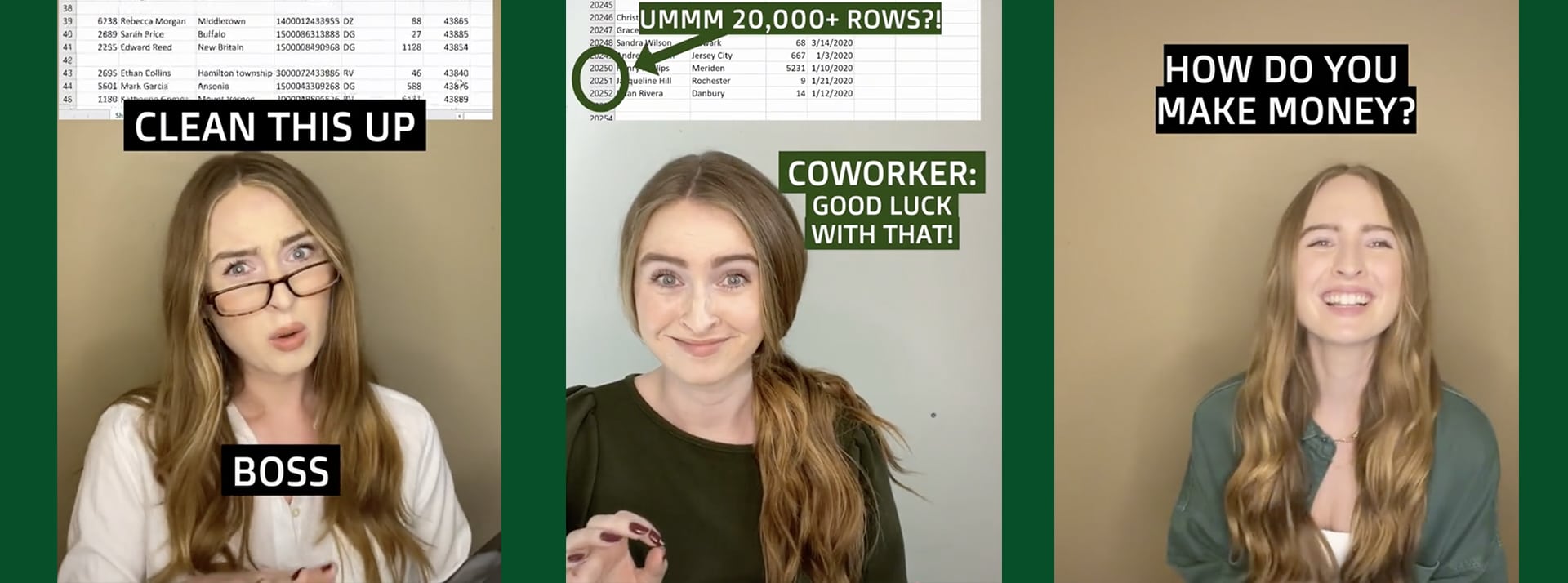 Les influenceurs excel font des vues sur les réseaux ! - L'ADN Des captures d'écran de l'influenceuse miss.excel