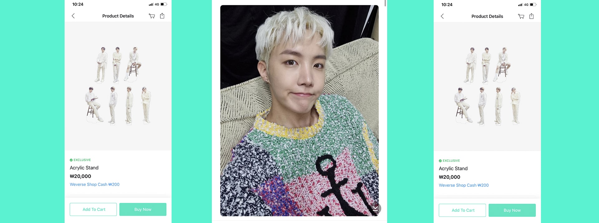 Captures d'écran de l'application Weverse