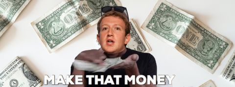 Facebook et Google financent des fermes à clics diffusant des fake news Montage de Mark Zuckerberg offrant des dollars