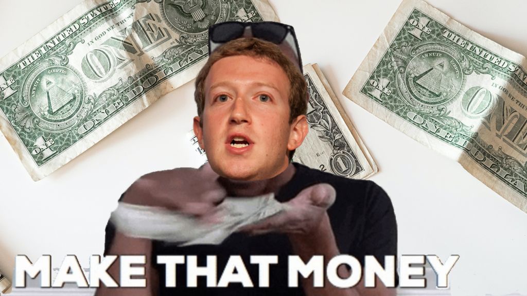 Facebook et Google financent des fermes à clics diffusant des fake news Montage de Mark Zuckerberg offrant des dollars