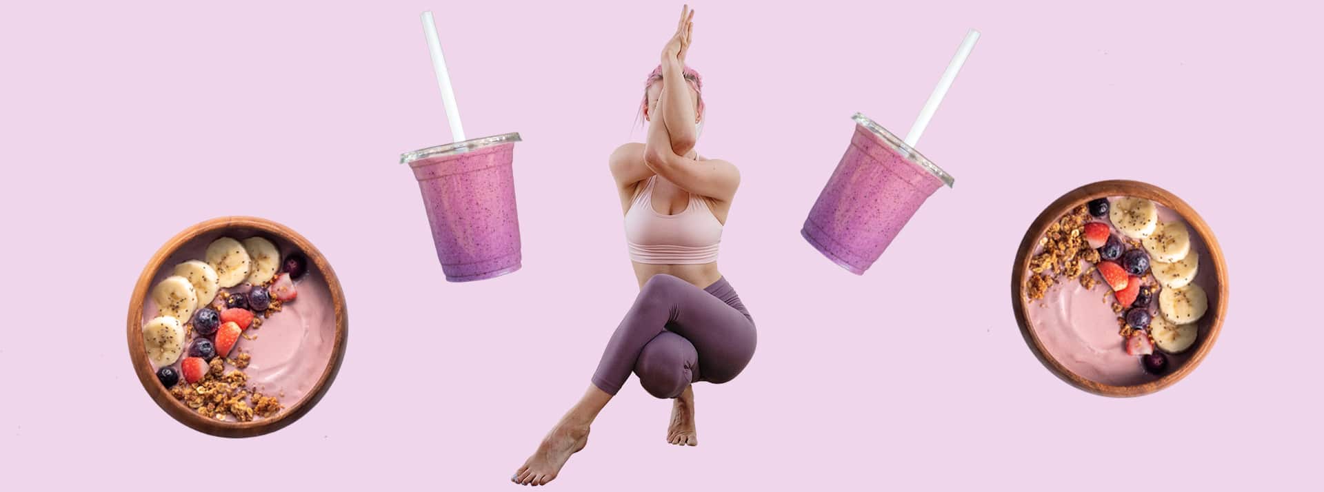 Pourquoi on aime détester « that girl » Une femme en train de faire du yoga sur fond rose