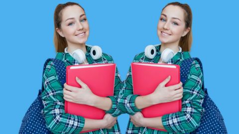 Deux fois la même étudiante, en miroir