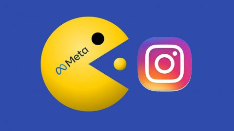 PacMan Meta en train de manger le logo Instagram