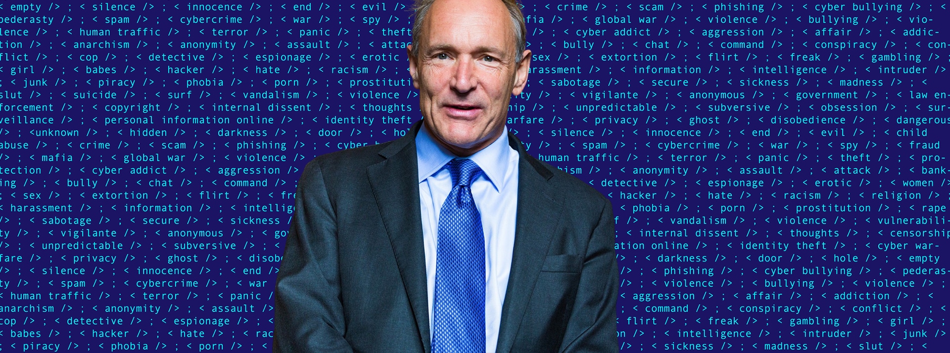 Tim Berners-Lee Tim Berners-Lee sur fond de lignes de codes