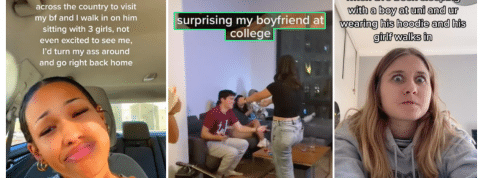 Couch guy, le fait divers du web qu'il ne fallait surtout pas rater Deux screenshts tiktok entourant le mème couch guy