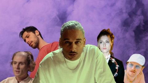 Jacques, Kaky, Laylow, Iliona et Myd sur un fond de fumée