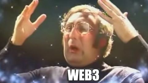 Mème d'un homme l'air soufflé par une découverte