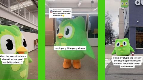 Captures d'écran du compte de Duolingo sur TikTok