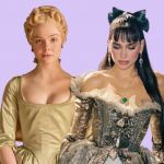 Elle Faning et Dua Lipa en tenue d'époque