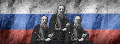 Constantin Tsiolkovski devant le drapeau russe Constantin Tsiolkovski devant le drapeau russe