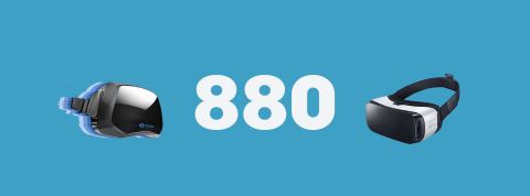 Réalité virtuelle : l'effet secondaire qu'on avait pas vu venir Le nombre 880 sur fond bleu avec des casques de réalité virtuelle