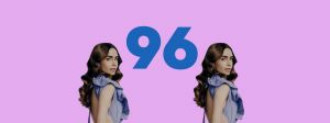 L'actrice de la série Emily in Paris et le nombre 96 sur fond rose