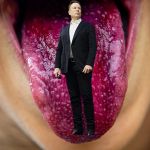 bouche de fille avec Elon Musk sur la langue