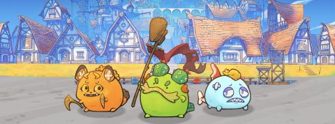 Axie Infinity Capture d'écran Axie Infinity avec 3 personnages du jeu