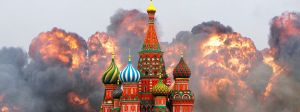 Kremlin et nuages de flammes et poussières