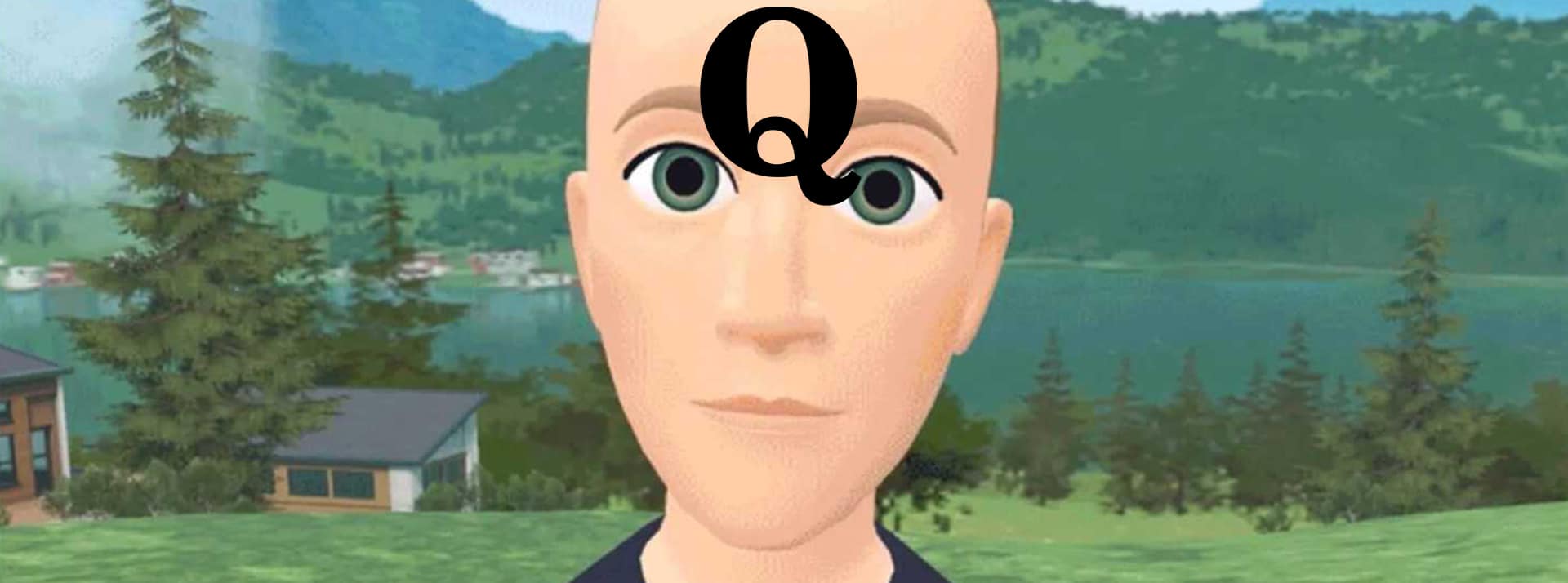 Meta-Q - L'ADN un avatar chauve avec la lettre Q sur le front