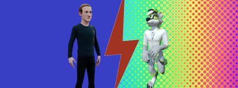 Meta-VR2 l'avatar de Mark Zuckerberg contre un avatar de VRChat