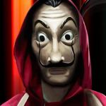 Masque casa de papel, et logo N de Netflix