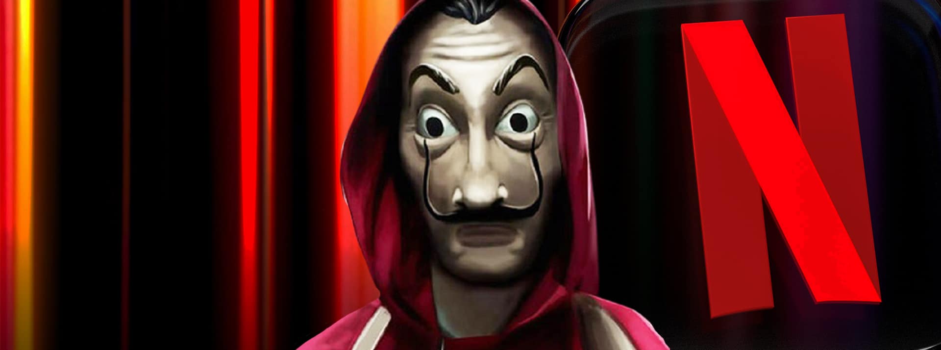 Masque casa de papel, et logo N de Netflix