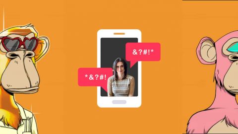 Bored ape yacht club harcèlement journaliste buzzfeed et téléphone avec visage Katie Notopoulos