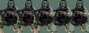 Armée de hackers avec masques Anonymous
