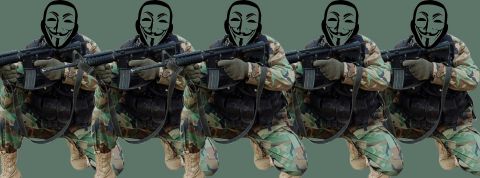 Armée hackers ukrainiens Armée de hackers avec masques Anonymous