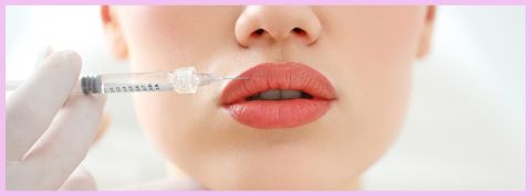 Chirurgie esthétique Gros plan sur lèvres et seringue pour injection