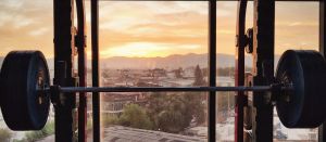 une barre de musculation et une vue