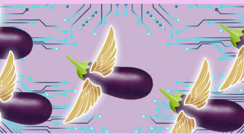 NFT Aubergines émojis avec des ailes dorées